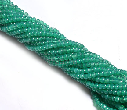 Natural Green Onyx Smooth Rondelle Shape Handmade Beads,12.5" Fine Green Onyx Beads, Onyx Rondelle Gemstone Loose Beads Jewelry making Craft