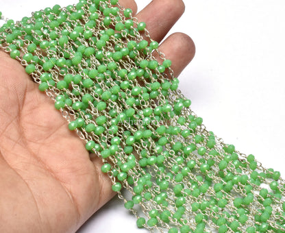 Green Jasper Hydro Faceted Rondelle Jewelry Beads Rosary Chain 1 to 50 Feet Bulk Roll Supply Chain 3-3.5 Green Crystal Rosary Chain CRAFTS