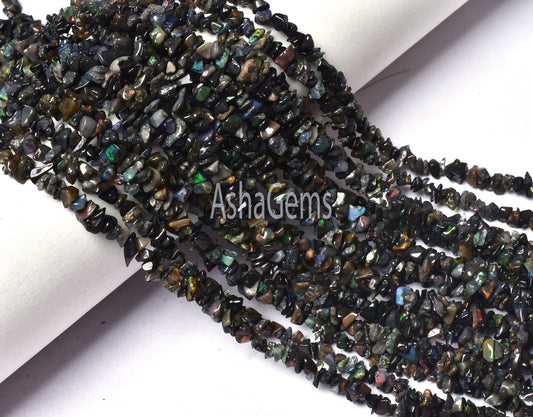 Beautiful Black Ethiopian Opal Uncut Chip Beads, Welo Fire Ethiopian Opal Smooth Raw Polish Beads, Flashy Opal Gemstone Beads For Jewelry