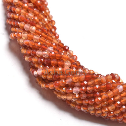 Fine Carnelian Micro Cut Round Shape Faceted Gemstone Beads,3.2 mm Shaded Red Orange Carnelian Machine Cut Bead Carnelian Bead Jewelry SALE