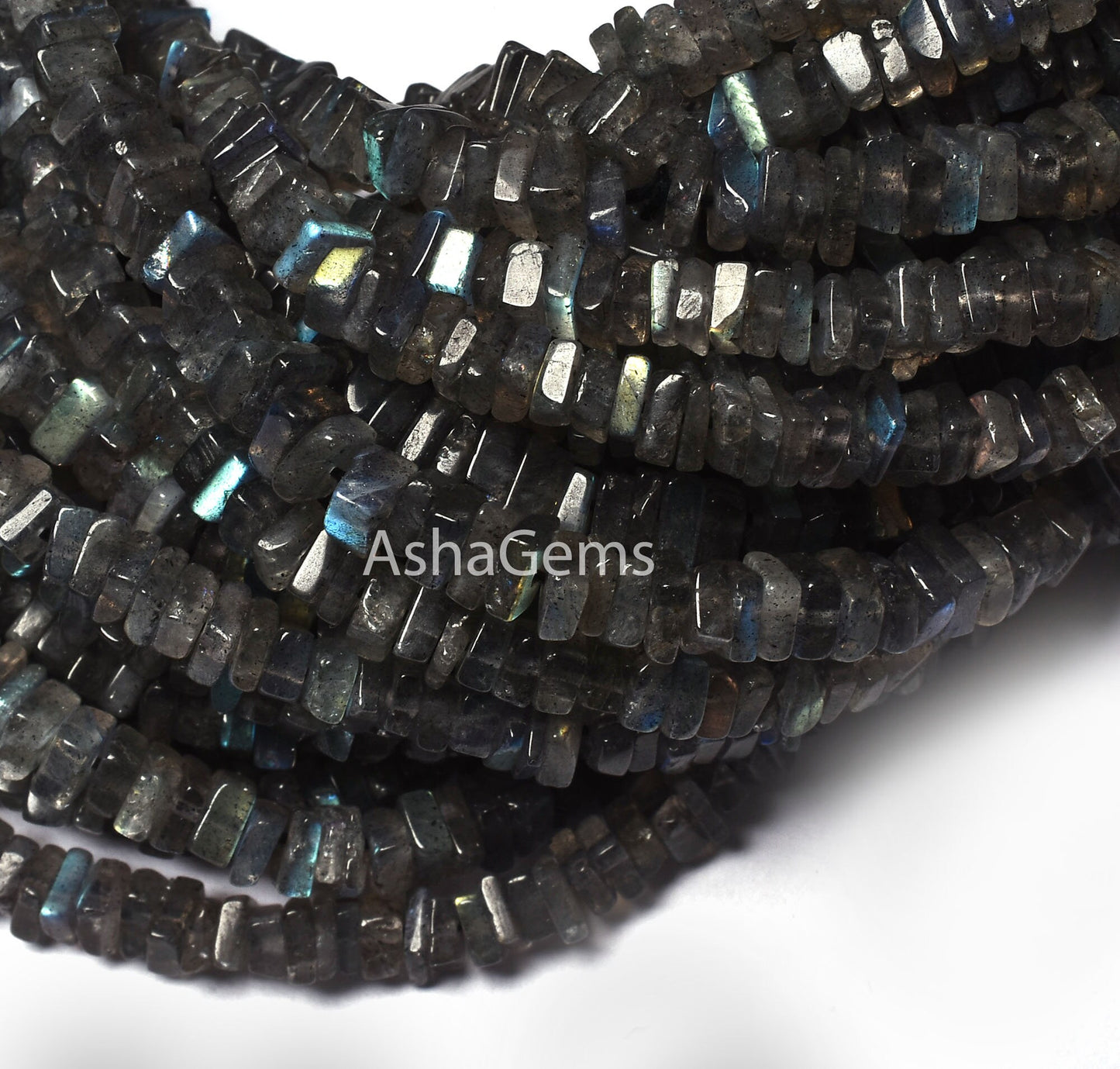 Beautiful Labradorite Smooth Heishi Square Shape Gemstone Beads, Plain Flat Beads, Natural Black Rainbow,Labradorite Jewelry Making Crafts