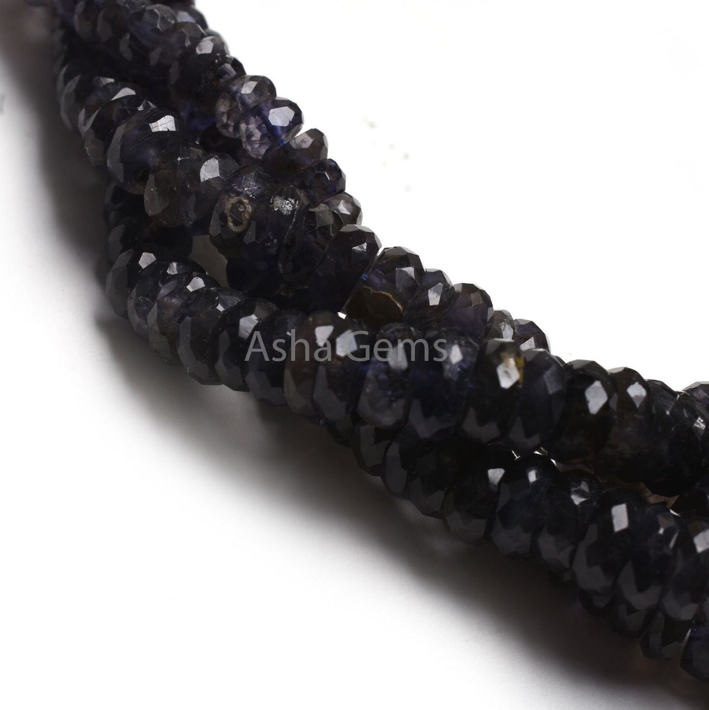 Genuine Blue Iolite Faceted Tyre Shape Beads, Graduation Size Iolite Beads Strand 18" Fine Quality Iolite Indian Cut Flat Tyre Gemstone Bead
