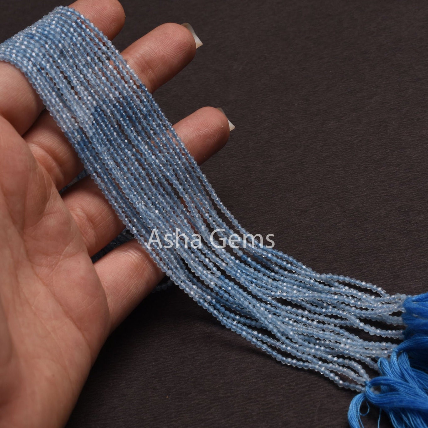 2 mm AAA Aquamarine Micro Cut Rondelle Beads,13" Strand Shaded Blue Aquamarine Machine Cut Gemstone Beads, Tiny Aquamarine Bead Jewelry SALE
