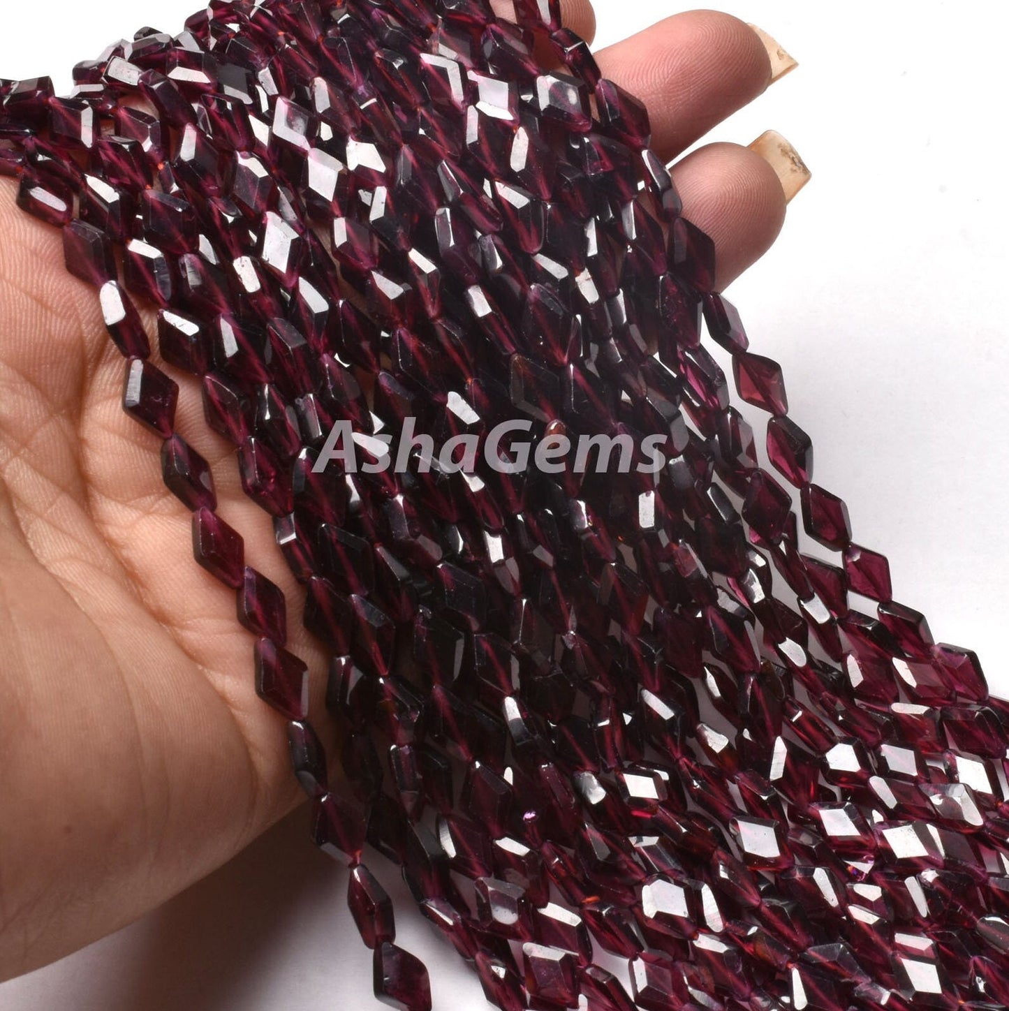 Garnet Rhombus Shape Faceted Gemstone Beads,12" Strand natural garnet Fancy Shape Beads,5x8mm Red Garnet Flat Faceted Fancy Beads Jewelry