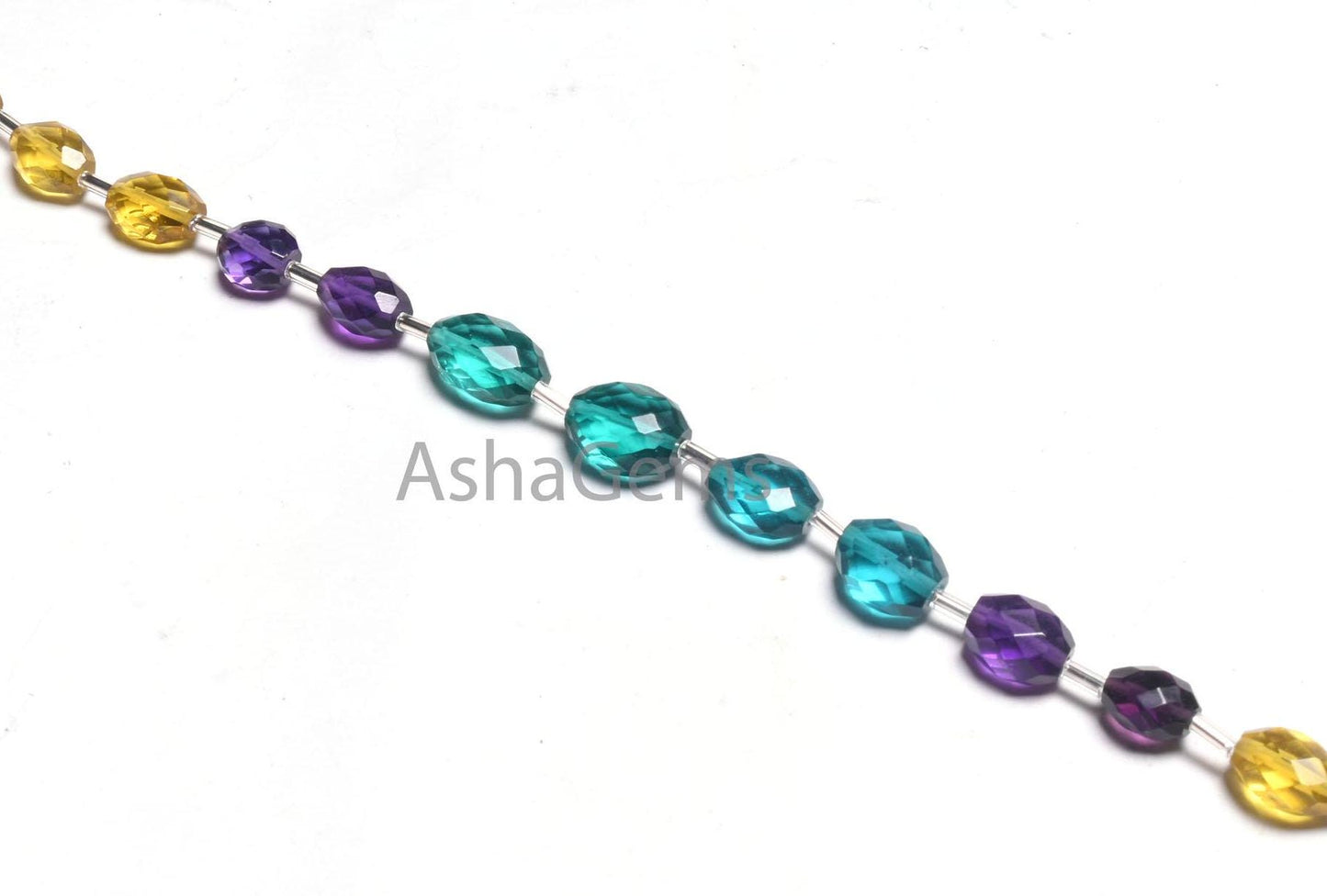 Beautiful Multi Color Quartz Hydro fancy Oval Shape Checker Cut Beads,11" Mix Yellow Green Purple Hydro Oval Briolette Faceted Beads Jewelry