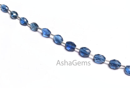 Fine Quality Blue Quartz Hydro fancy Puff Oval Checker Cut Beads,6x8-8.5x10 mm Royal Blue Hydro faceted Oval Briolette handmade Bead Jewelry