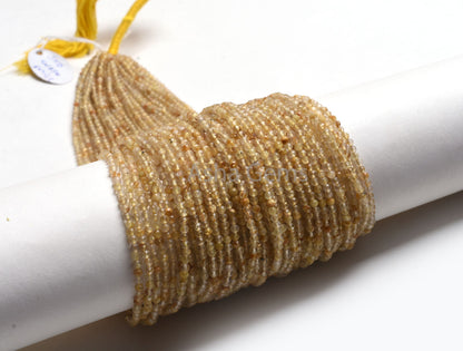 3.2 mm Genuine Rutile Micro Cut Faceted Beads, AAA Golden Rutile Beads,13"Strand Natural Rutilite Machine Cut Rondelle Gemstone Bead Jewelry