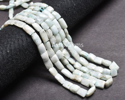 Beautiful Larimar Faceted Rectangle Straight Drill Gemstone Beads,6-13 mm Blue Larimar Fancy Chicklet Indian Cut Beads, Larimar Bead Jewelry