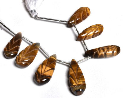 Natural Tiger Eye Carve Pears Shape Beads, Beautiful Brown Tiger Eye Carved Teardrop Beads, Gemstone Fancy Carving Beads For Jewelry Makings