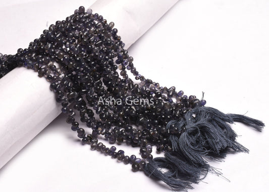 Natural Blue Iolite Smooth Drops Shape Gemstone beads, Iolite Plain Teardrop Beads Iolite Handmade uneven Drop Side Drill Beads Jewelry SALE