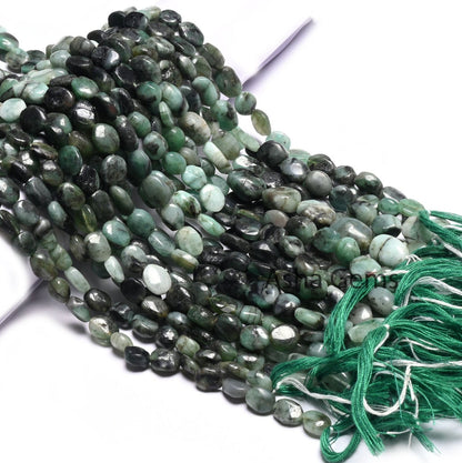 Beautiful Shaded Green Emerald Smooth Oval Gemstone Loose Beads,12.5" Natural Sakota Emerald Handmade Uneven Oval Emerald Beads Jewelry SALE