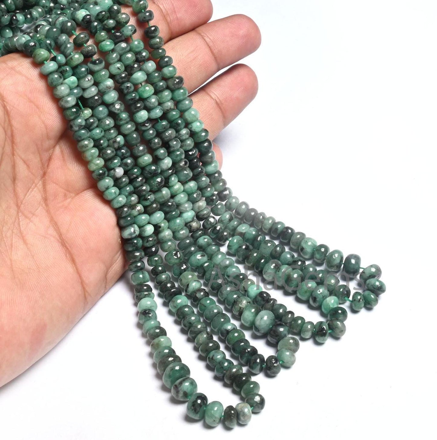 Natural Emerald Smooth Rondelle Gemstone Beads, 9/18" Fine Shaded Green Emerald Plain Handmade  Emerald Beads Necklace making Jewelry Crafts (AG 12333)