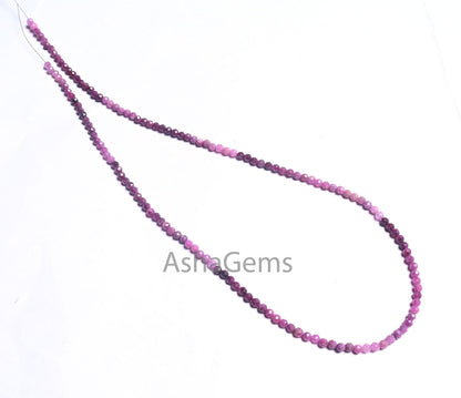 3mm AAA Quality Shaded Red Ruby Faceted Micro Cut Beads,17"Strand Natural Ruby Machine Cut Rondelle Gemstone Ruby Bead Necklace Jewelry SALE