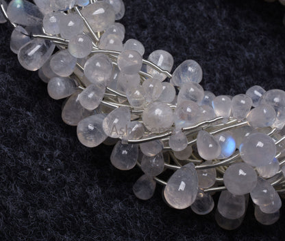9" Strand beautiful Rainbow Moonstone Drops Shape beads, Fine white rainbow Smooth side drill Teardrop Gemstone Bead For Jewelry making SALE