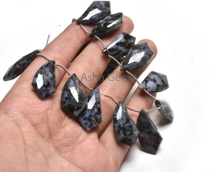Natural Black Obsidian Fancy Shape Gemstone Beads,8" Strand Fine Black Obsidian Faceted Side Drill Briolette Beads Jewelry Making Craft SALE