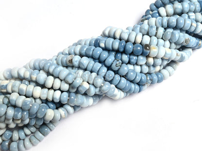 Beautiful Blue Oregon Opal Smooth Gemstone Beads, Shaded Blue White Opal Plain Handmade Rondelle Uneven Beads, Pigeon blue Opal jewelry SALE