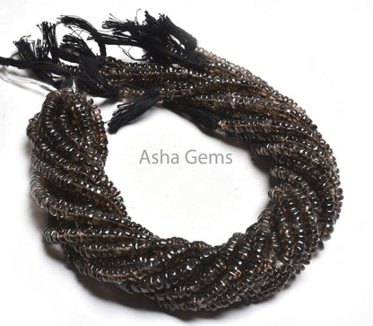 Beautiful Smoky Quartz Handmade Tyre Shape Beads,13 Inch Strand, Natural Smoky wheel shape Beads, Smoky Gemstone Beads For Jewelry Crafts