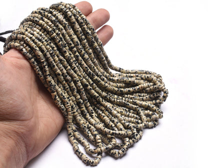 Dalmation Jasper Smooth Tyre Shape Gemstone beads,16" Strand Natural Dalmation Jasper Plain Handmade Tyre Beads, jasper beads Jewelry SALE