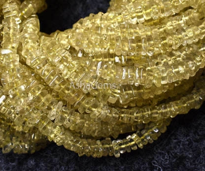 Beautiful Yellow Lemon Quartz Smooth Square Shape Beads, Lemon Heishi Square Plain Beads, Lemon Smooth Flat Beads ,Handmade Loose Gemstone