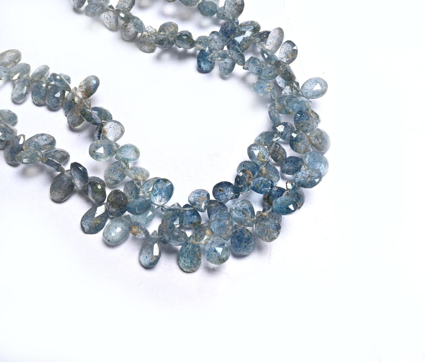 Beautiful Moss Aquamarine Faceted Pear Shape Gemstone beads,8" Natural Blue Aquamarine Side Drill Teardrop Briolette Moss Aqua Beads Jewelry (AG 18627)
