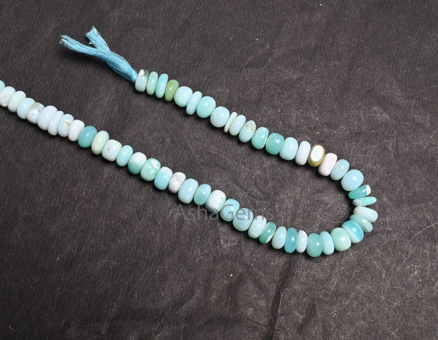 Beautiful Sky Peru Blue Opal Smooth Flat Rondelle Gemstone Loose Beads, Fine Shaded Blue Opal Plain Handmade Opal Beads Jewelry making Craft