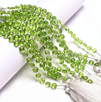 Beautiful Peridot Hydro Faceted Coin Shape Gemstone Beads,6 mm AAA Quality Green Peridot Hydro Coin Straight Drill Bead Jewelry Making Craft