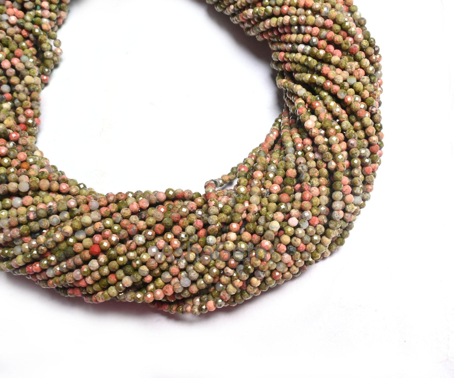 2mm Beautiful Unakite Micro Cut Faceted Gemstone Tiny Beads,13"Strand AAA Quality Unakite Machine Cut Rondelle Shape Bead Jewelry Craft SALE
