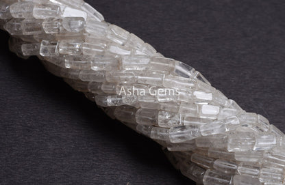 15 Inch Strand Natural Crystal Fancy Rectangle Bead, Crystal Quartz Smooth Fancy Long Straight Drill Gemstone Beads, White Crystal Bead SALE