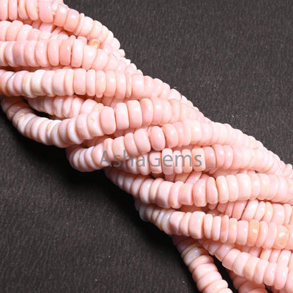 Beautiful Shaded Pink Opal Smooth heishi Tyre Uneven Shape Gemstone Beads, Fine Pink Opal Wheel Flat Tyre Plain handmade Bead Jewelry Making