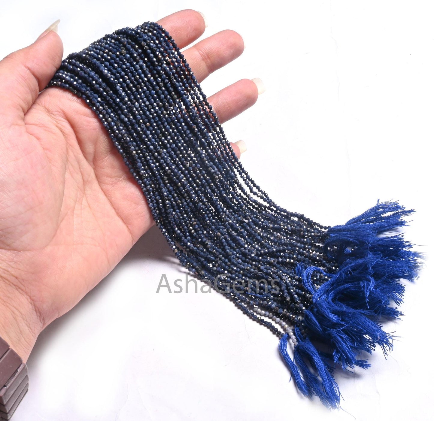 13" Real Blue Sapphire Micro Cut Gemstone Tiny Beads,2.2 mm Fine Natural sapphire Machine Cut faceted Rondelle Sapphire Beads Jewelry Crafts