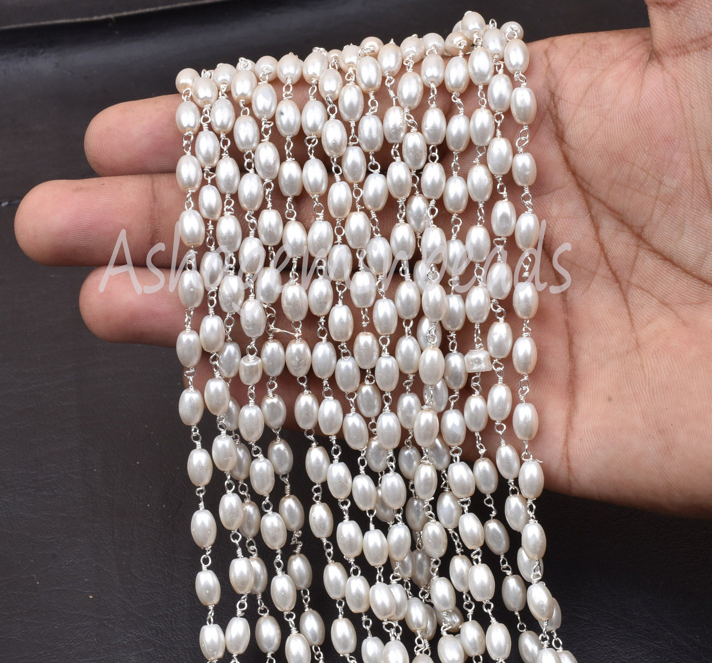 1,3,5,25 Ft Beautiful Rice Pearl Hydro Smooth Beaded Rosary Chain Pearl Hydro Silver Gold Plated Chain,Bulk Roll Wire Wrap Rosary Chain SALE