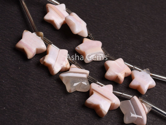 Beautiful Opal Fancy Star Shape Carving Beads, Boulder Pink Opal Smooth Carved Star Gemstone Beads, Opal Side Drill Bead Jewelry Making SALE