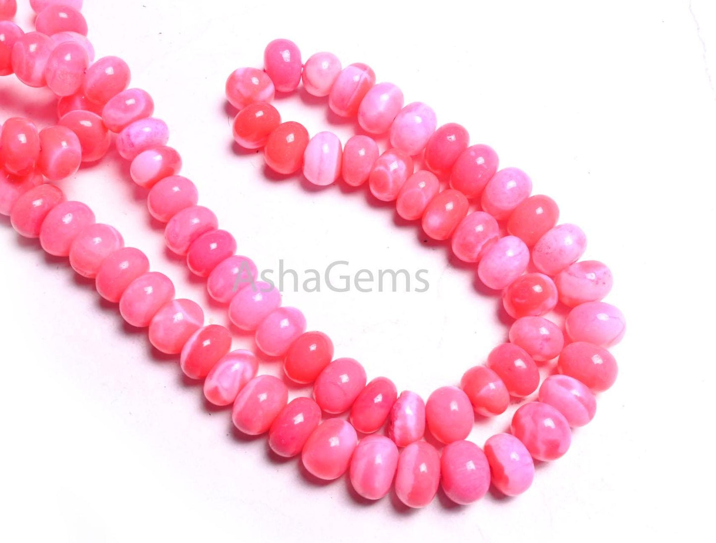 Beautiful Pink Opal Smooth Rondelle Beads,8/16"Strand Hot Pink Opal Shaded Handmade Gemstone Bead, Opal Bead For Necklace Jewelry Craft SALE