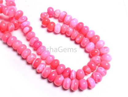 Beautiful Pink Opal Smooth Rondelle Beads,8/16"Strand Hot Pink Opal Shaded Handmade Gemstone Bead, Opal Bead For Necklace Jewelry Craft SALE