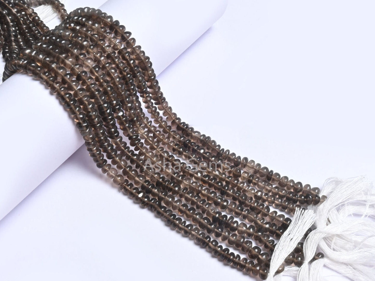 Fine Quality Smoky Quartz Smooth Rondelle Shape Beads, Natural Black smoky Plain Handmade Gemstone Bead Smoky Bead Jewelry making Craft SALE