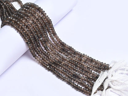 Fine Quality Smoky Quartz Smooth Rondelle Shape Beads, Natural Black smoky Plain Handmade Gemstone Bead Smoky Bead Jewelry making Craft SALE