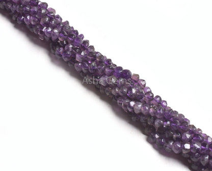 13 inch Natural African Amethyst Rondelle Shape Faceted Gemstone Beads,Purple Amethyst Hand Cut Beads,4, 4.50mm Amethyst Beads Gemstone SALE
