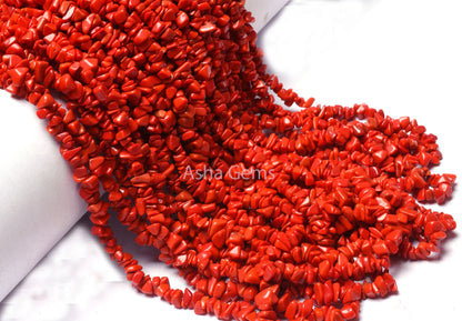 34 inch Strand Red Stone Uncut Chips Beads gemstone Smooth Raw Rough Beads, Fine Quality Red Stone Beads Uneven For Necklace Jewelry Making