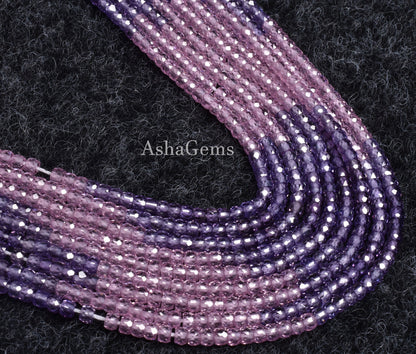 3 mm Shaded pink Blue zircon faceted rondelle shape beads,13" Strand multi cubic Zircon Micro cut Beads, Zircon Micro Faceted Rondelle Bead