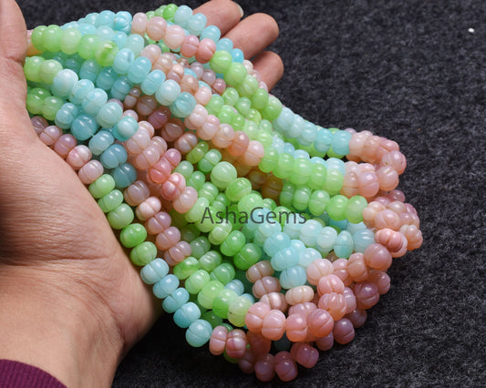 Multi color Opal carving watermelon Beads, Shaded Multi Rainbow Opal handmade Carve Pumpkin Gemstone Bead Carve Opal Necklace Jewelry SALE
