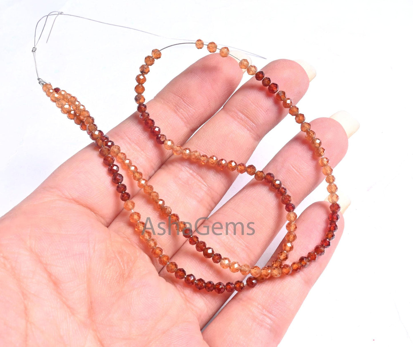 17" Strand natural hessonite Faceted rondelle Shape Gemstone Beads, 3 mm AAA Shaded Brown Hessonite Micro Machine Cut Beads Necklace Jewelry