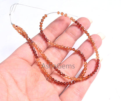 17" Strand natural hessonite Faceted rondelle Shape Gemstone Beads, 3 mm AAA Shaded Brown Hessonite Micro Machine Cut Beads Necklace Jewelry