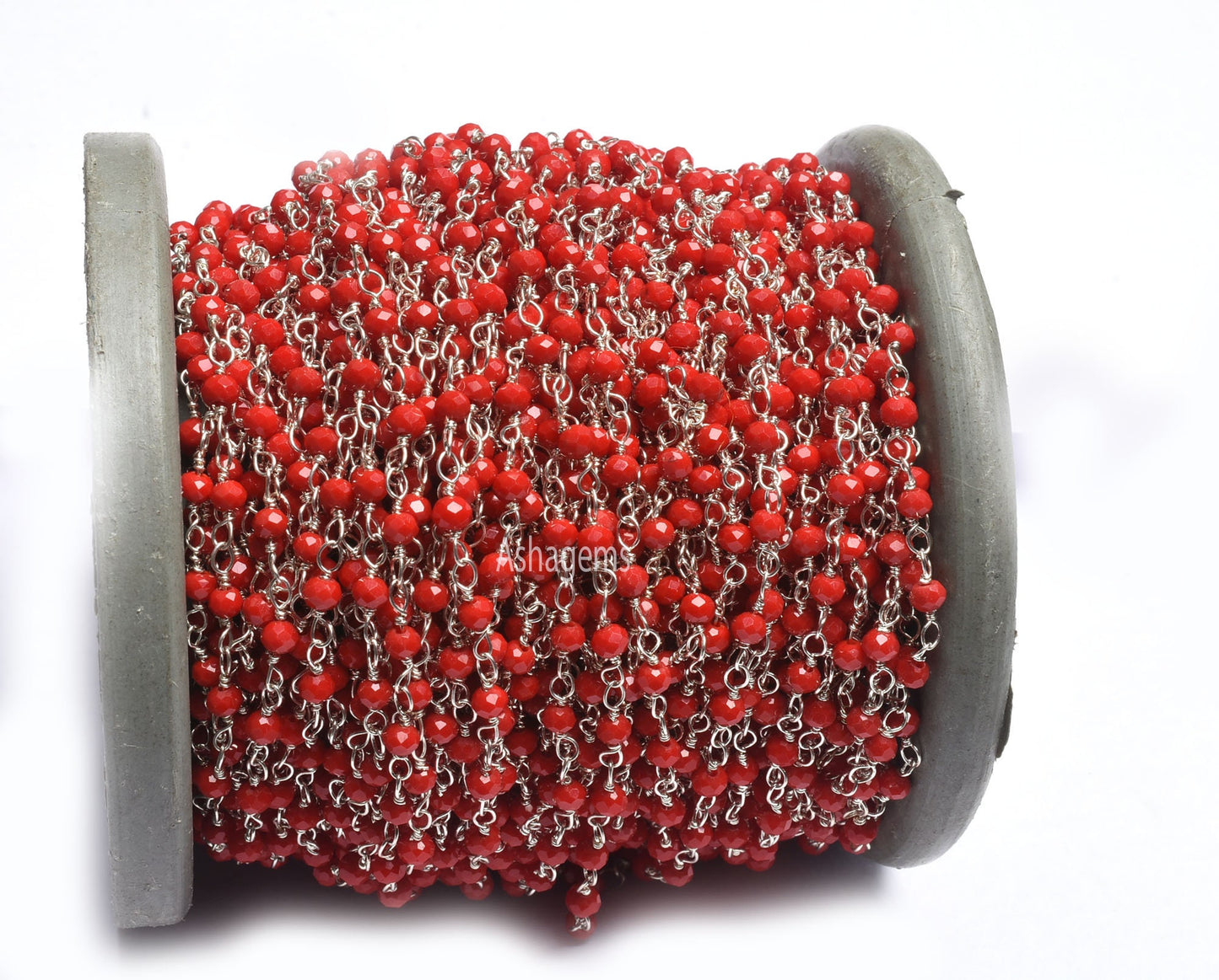 AAA Quality Red Onyx Hydro Micro Cut Rondelle Beads Rosary Chain 3mm Silver Plated Wire Wrap Chains By Feet For Jewelry Making Necklace SALE