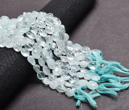 13" Strand Blue Aquamarine Smooth Handmade Nugget Gemstone Beads, Natural Aquamarine Uneven Tumble Straight Drill Loose Beads Jewelry Crafts (22245)