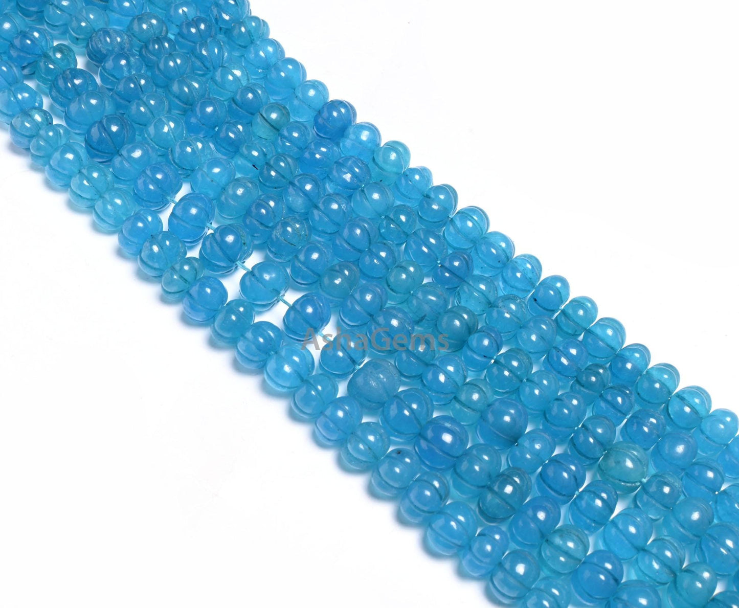 Beautiful Blue Quartz Carving Watermelon Beads, Blue Sapphire color Quartz Carved Pumpkin Bead Handmade Carve Rondelle Gemstone Bead Jewelry