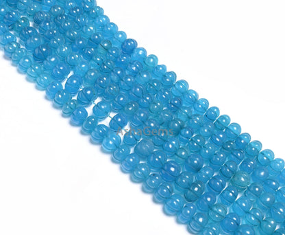 Beautiful Blue Quartz Carving Watermelon Beads, Blue Sapphire color Quartz Carved Pumpkin Bead Handmade Carve Rondelle Gemstone Bead Jewelry