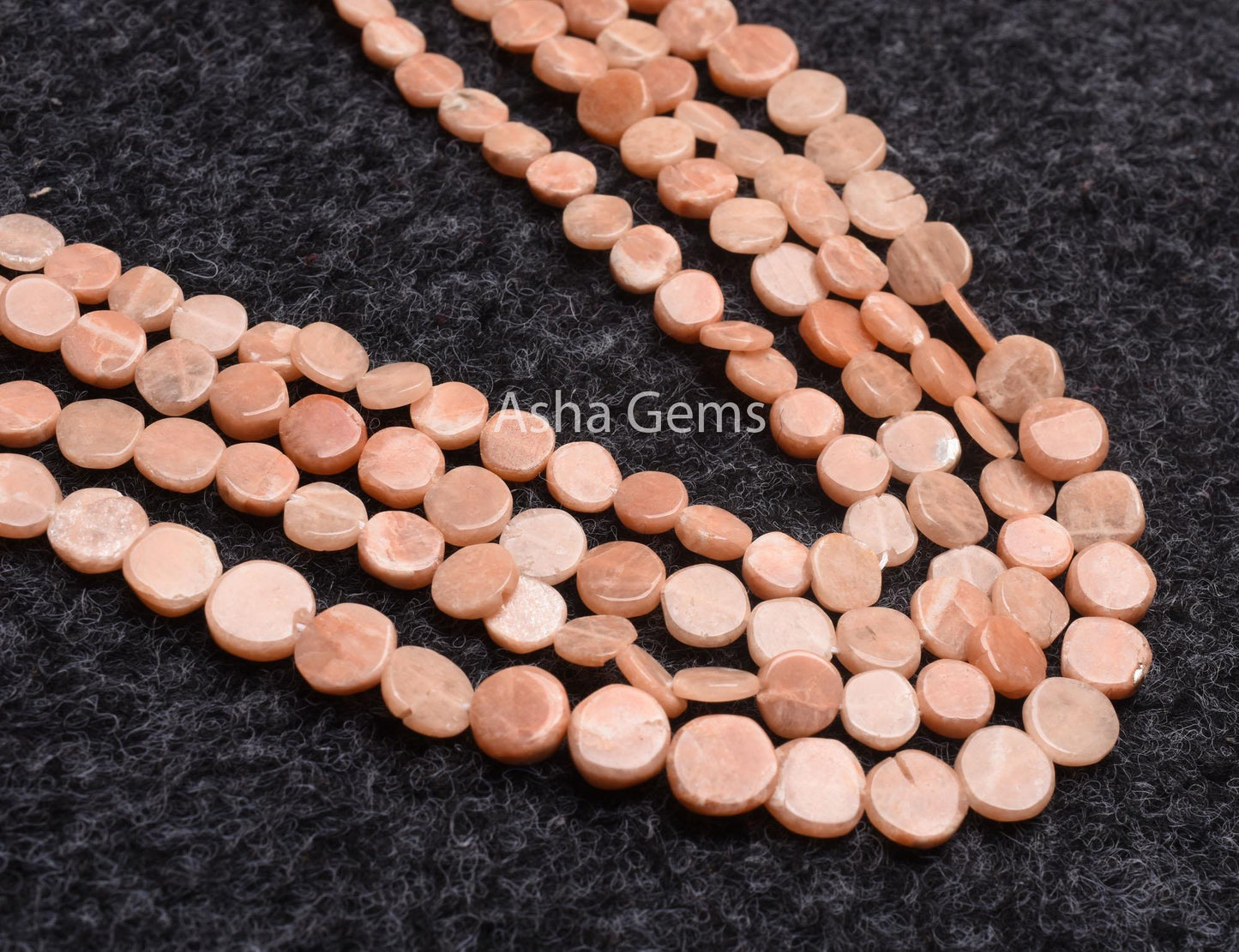 Beautiful Peach Moonstone Smooth Flat Coin Handmade Gemstone Loose Beads,13" Moonstone Straight Drill Uneven Shape Coin Beads Jewelry Crafts