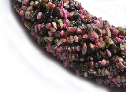 Natural Multi Disco Tourmaline Gemstone Uncut Chips Beads, 17,34" Strand Tourmaline Smooth Raw Rough Beads Jewelry Making Craft Tourmaline