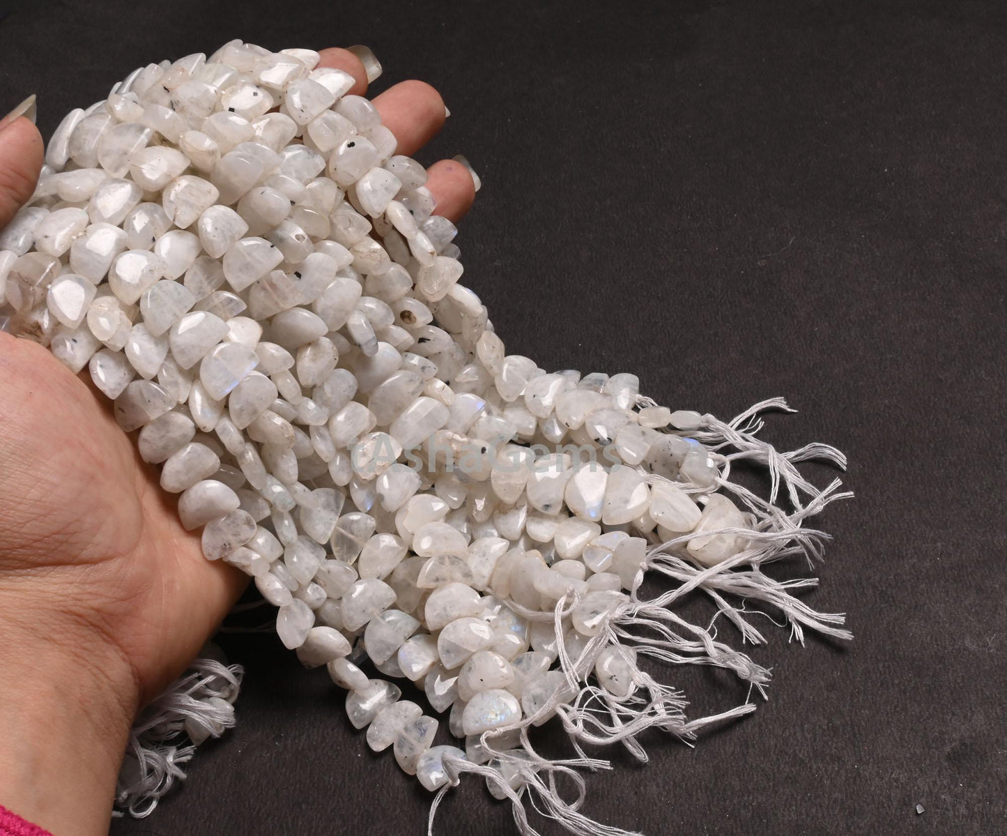 Beautiful Rainbow Moonstone fancy D Shape Smooth Gemstone beads,9"Blue Fire rainbow moonstone Half moon Straight drill handmade Bead Jewelry