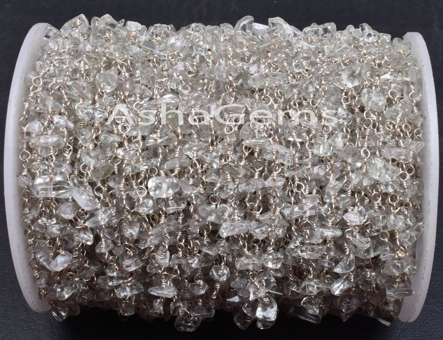 Natural Green amethyst Uncut Chip Beads Rosary Chain Silver Plated Wire Wrap Amethyst Tiny Nugget Beaded Handmade Chain Jewelry Making Craft
